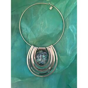 RLM Soho Statement Necklace Gold Tone Sculptural Pendant Modern Designer